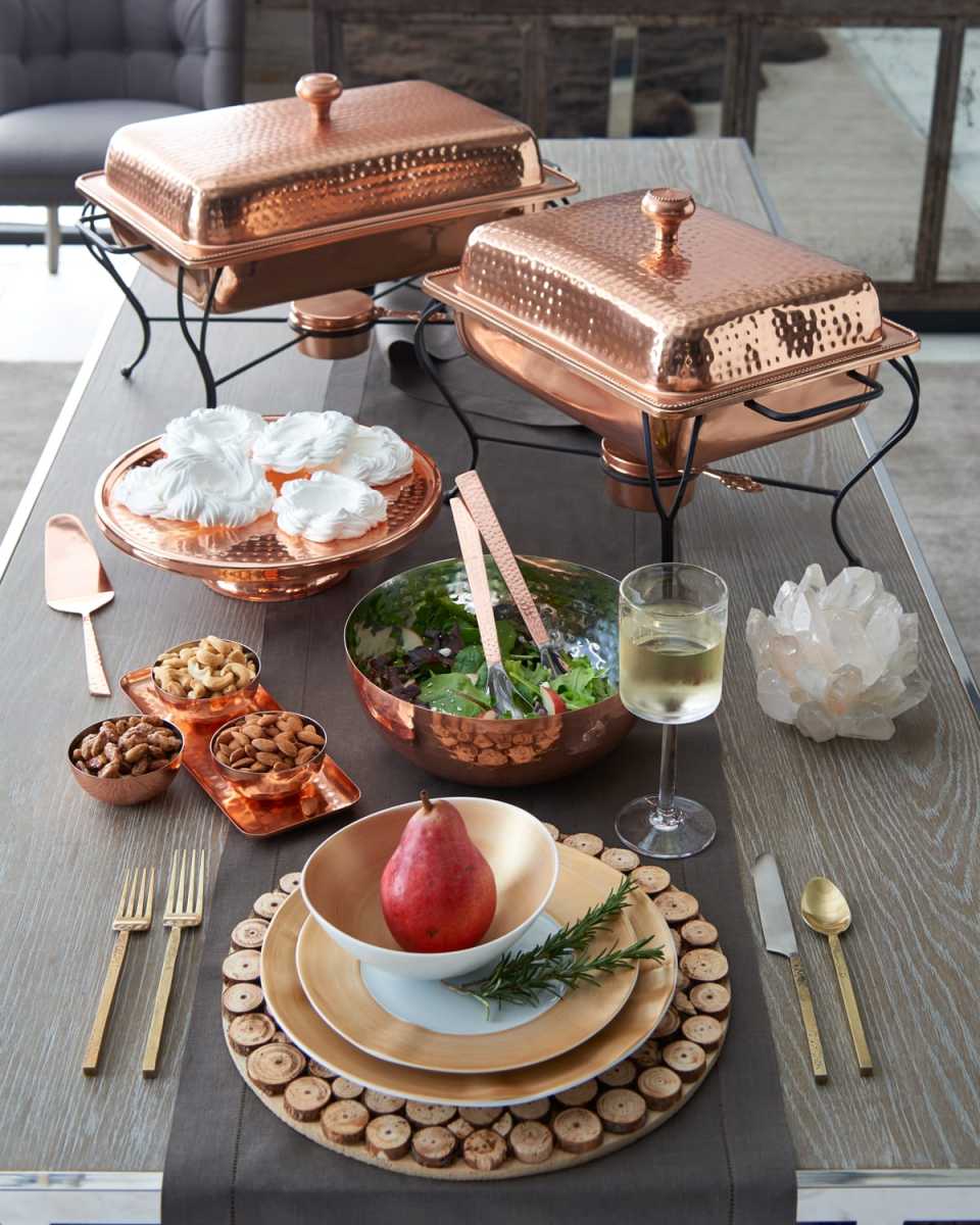 Copper Tray w/ Three Bowls